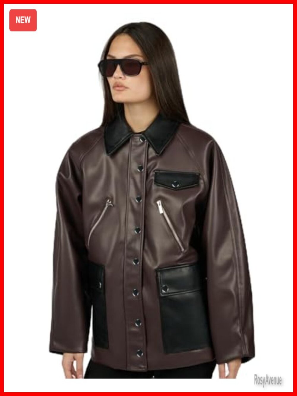 Cocoon Leather Jacket Point Collar Zip Fall